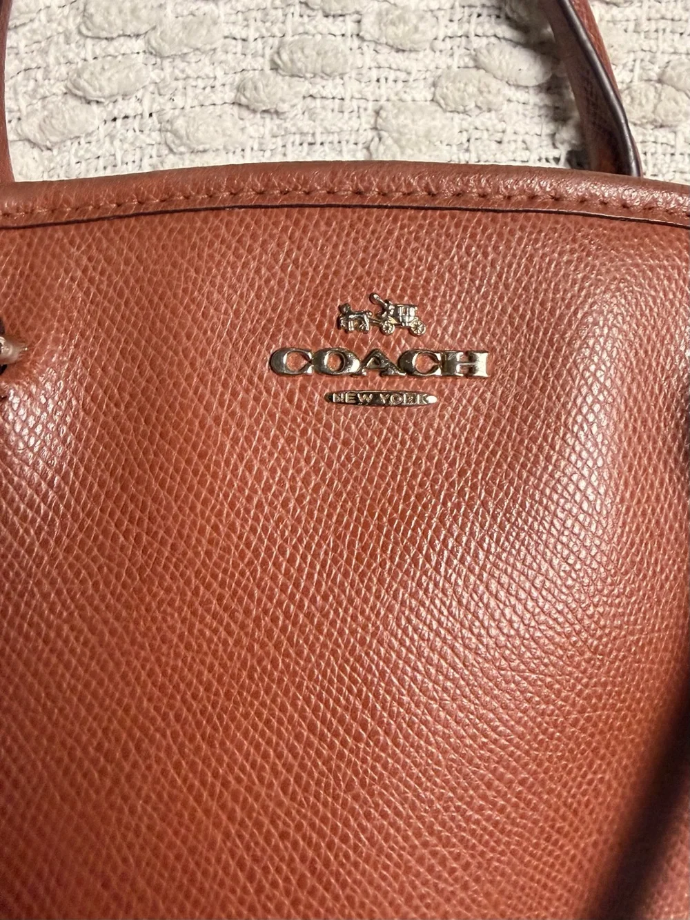 Brown Coach leather and gold-tone hardware RETAIL PRICE IS $395